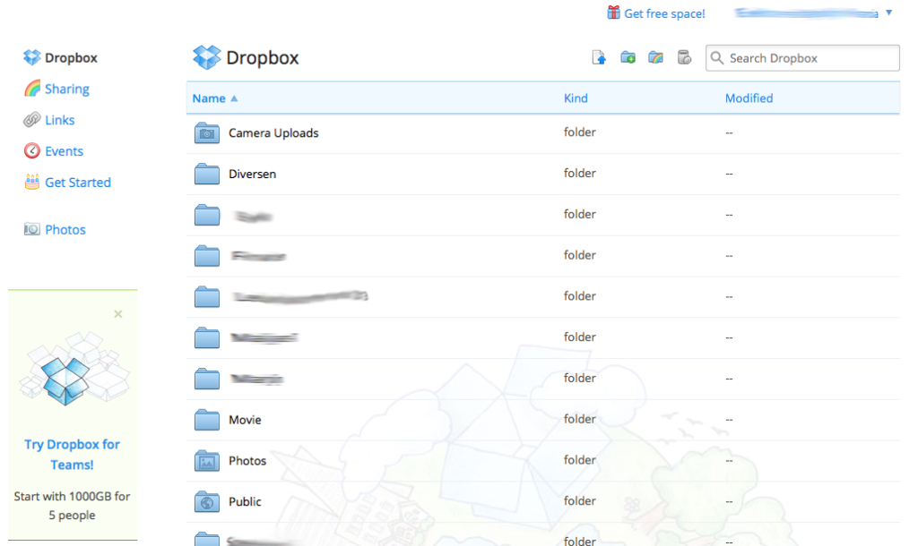 Dropbox screenshot