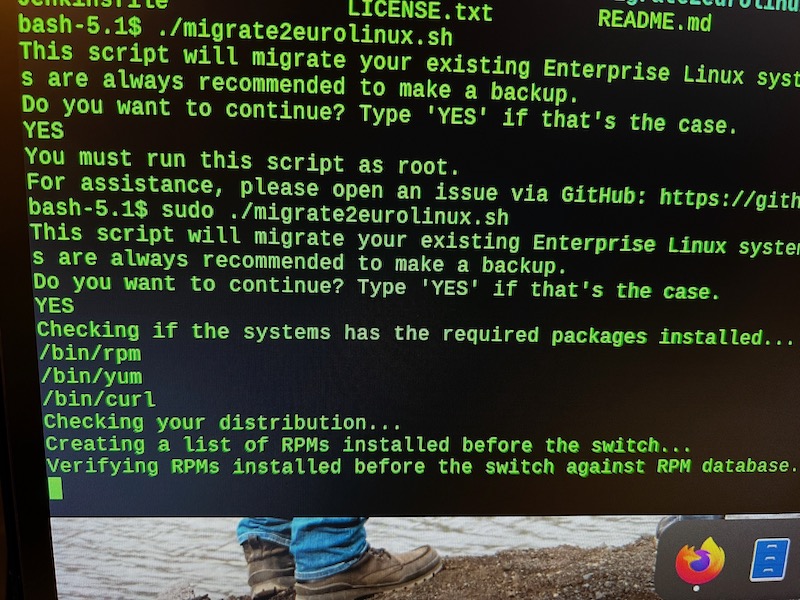 Eurolinux Desktop migration running