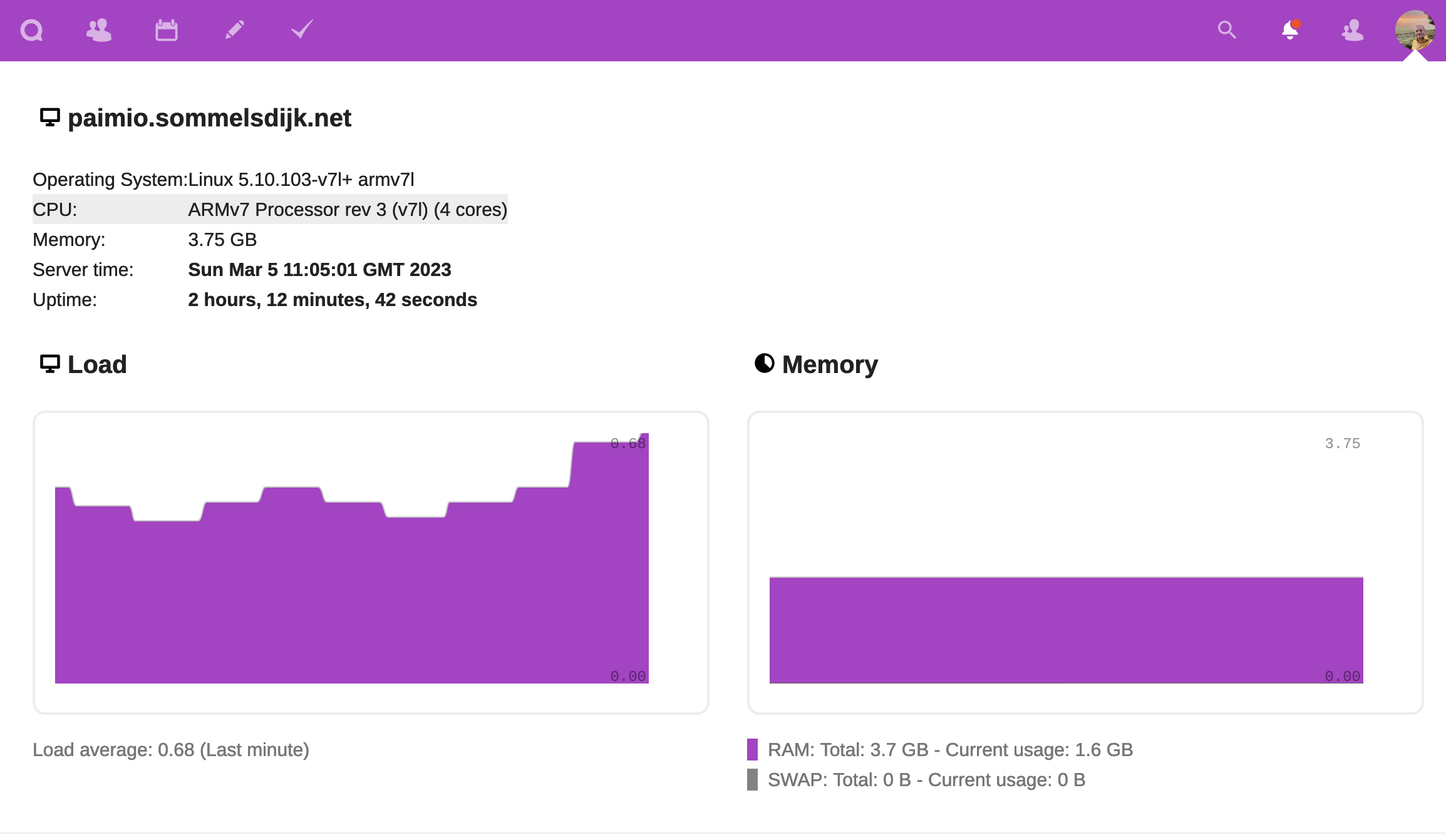 Nextcloud system screenshot