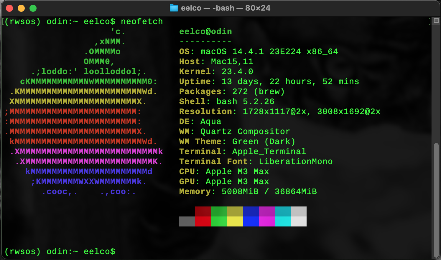 Odin laptop Neofetch output