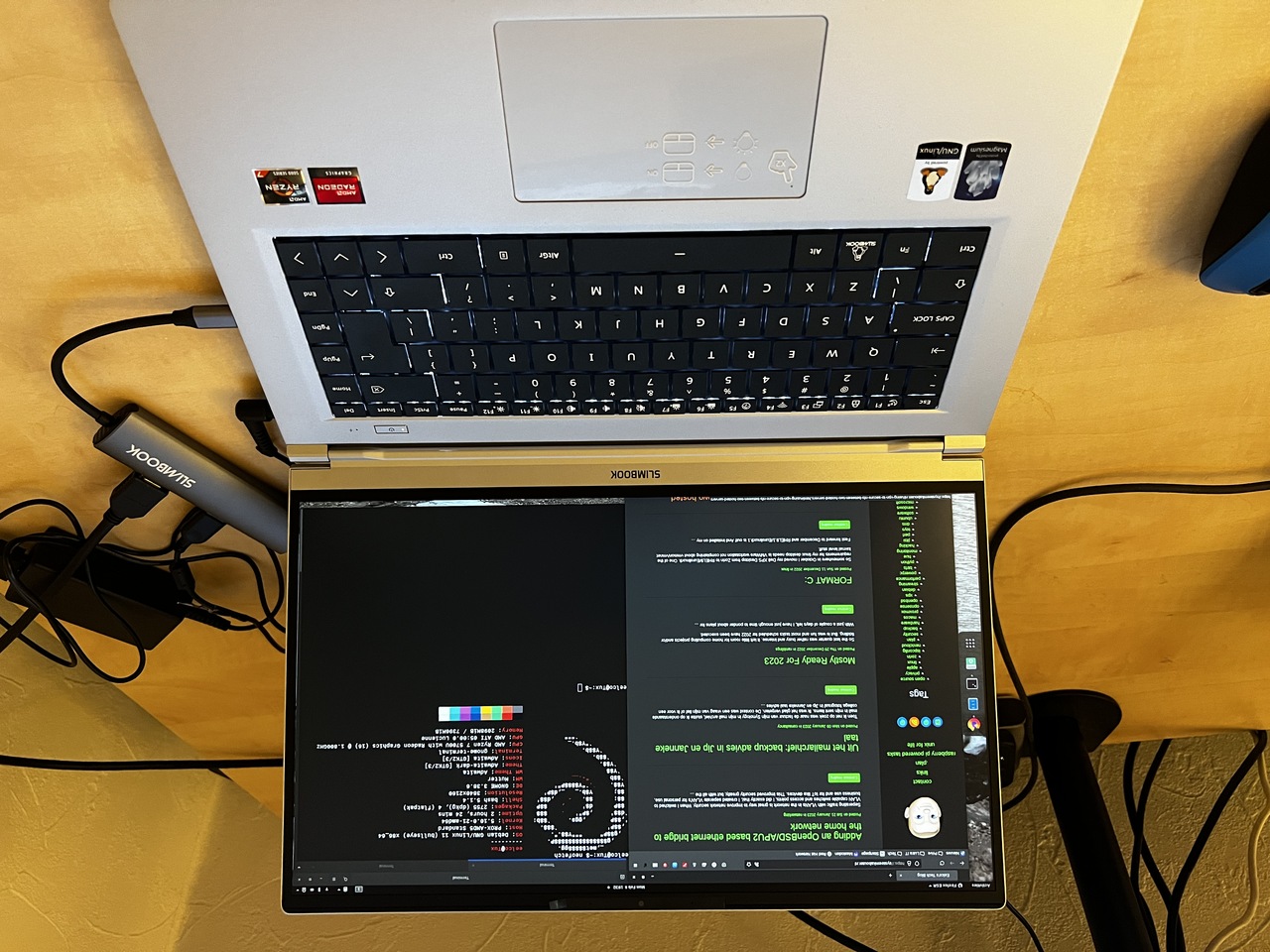 Slimbook running my Debian desktop